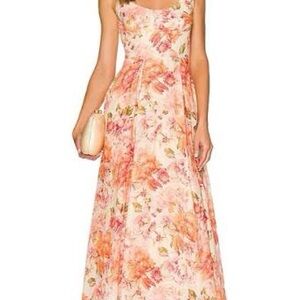 Sleeveless Pink Floral Maxi Dress
